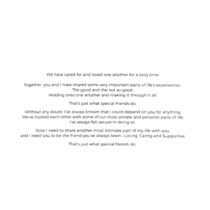 A card with the poem and text on it.