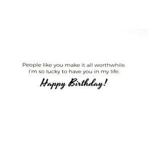 A birthday card with the message 