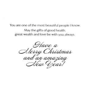 A christmas card with a message on it.