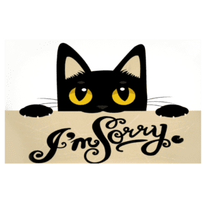 A cat is holding onto the sign that says 