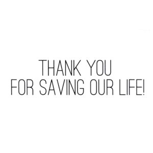 A thank you card with the words 
