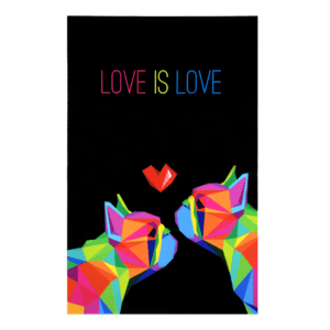 A poster of two cats with the words 