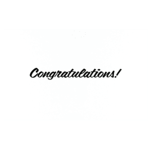 A congratulations card with the word 