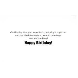 A birthday card with the message 