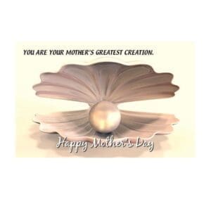 A card with an image of a shell and a pearl.