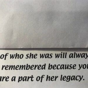 A piece of paper with the words 