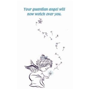 A drawing of an angel with a message.