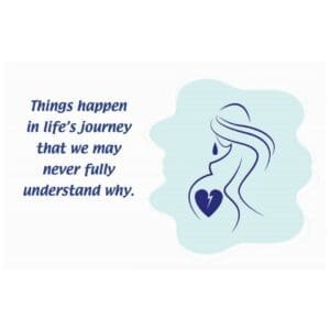 A blue and white card with a quote about motherhood