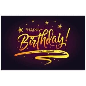 A birthday card with the words happy birthday written in yellow.
