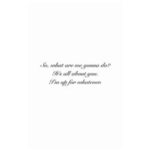 A white card with the words 