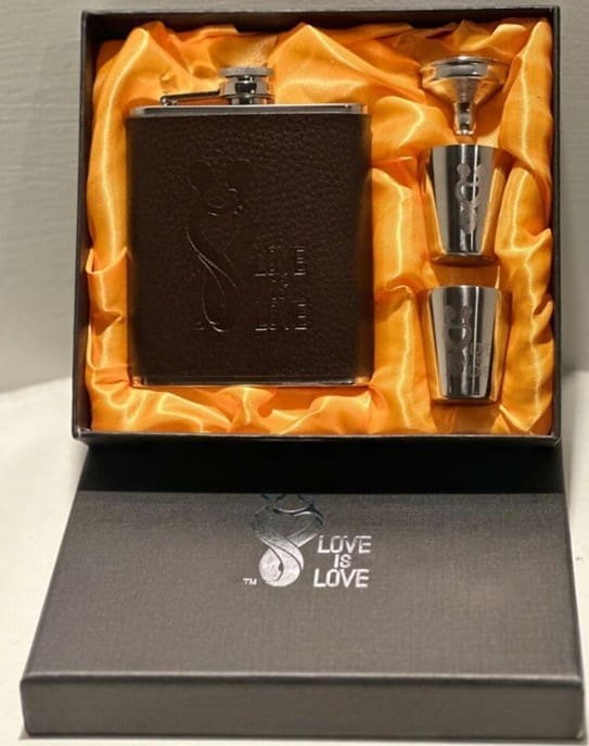Love Is Love™ 8oz Leather Flask - Image 2