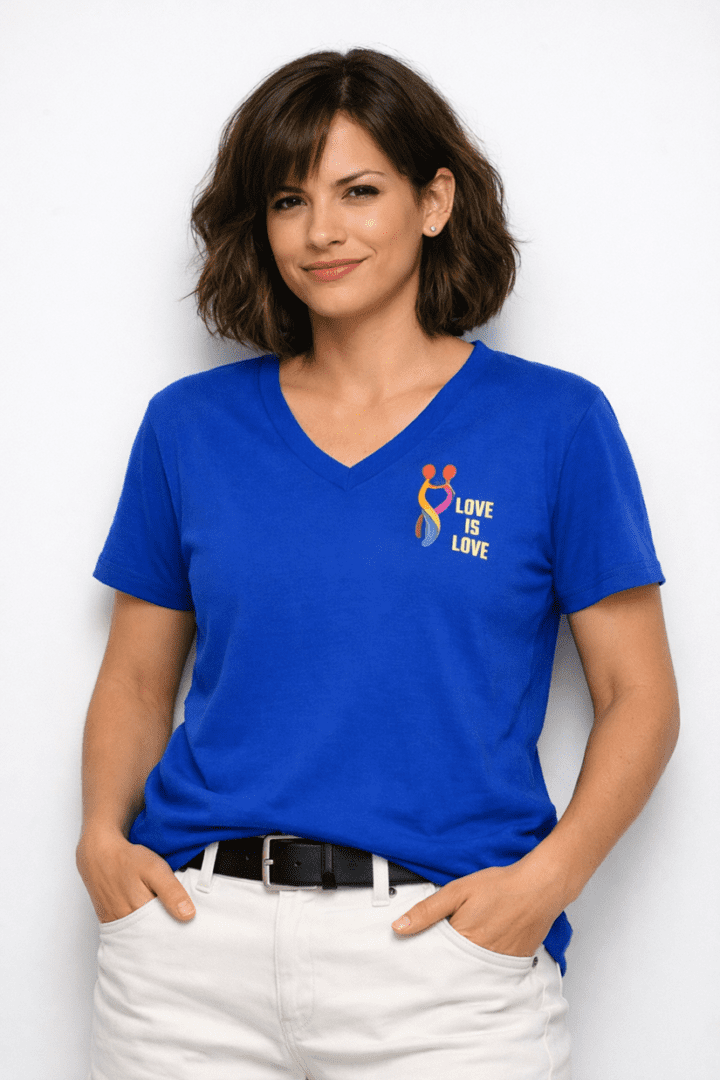 Embroidered Short Sleeve V Neck T-Shirt - Image 4
