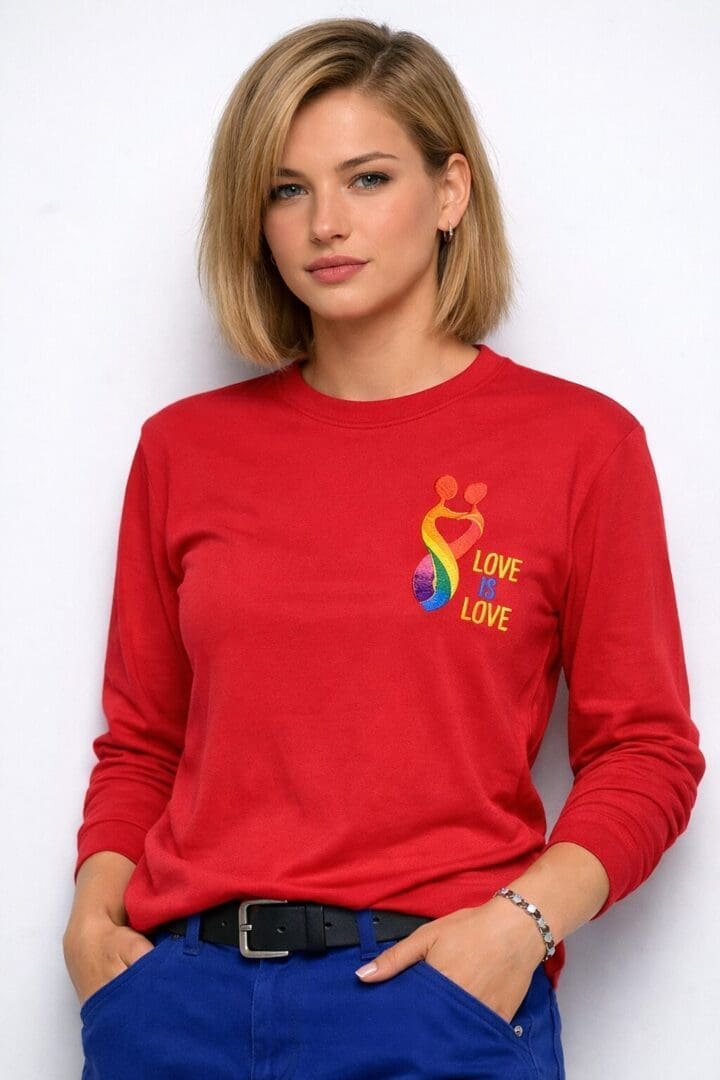 Embroidered Crew Neck Long Sleeve T-Shirt - Image 5